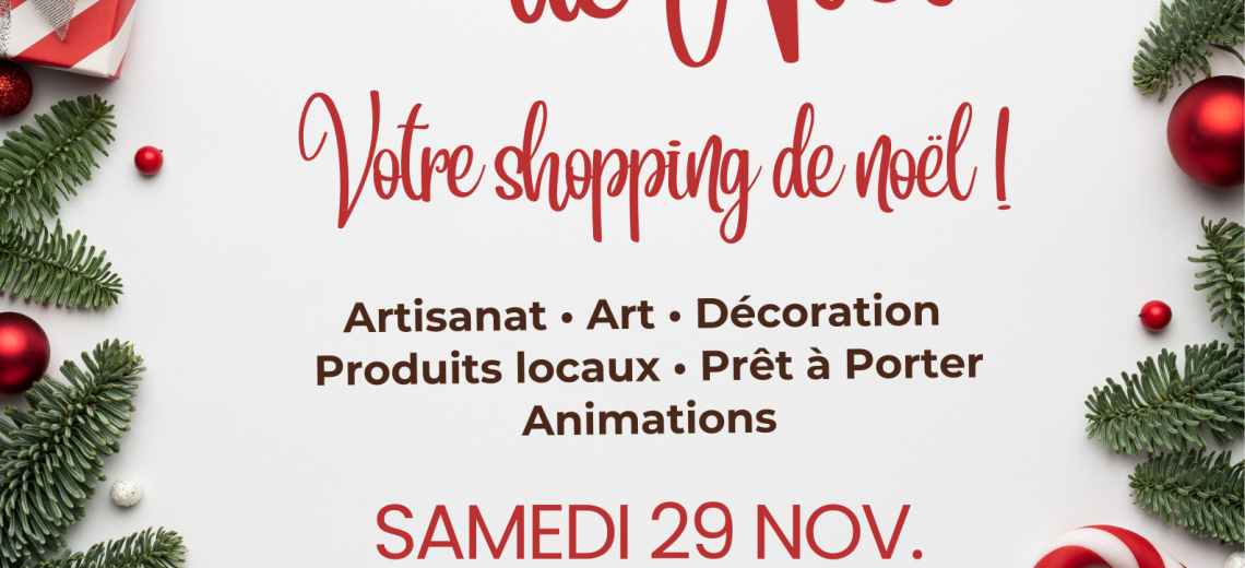 Affiche marché de noël artisanat festif rouge blanc - 1 © la Rose Miémont