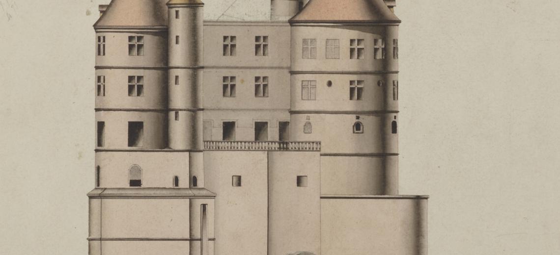 Dimanche en famille 'Suivez le plan !' © Projet d’assainissement du château - bâtiment A (détail), 1835-1862 Encre et lavis sur papier  Archives départementales du Doubs - ADD_12J64