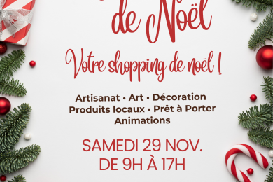 Affiche marché de noël artisanat festif rouge blanc - 1 © la Rose Miémont