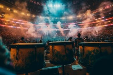 nighttime-concert-musicians-play-excited-crowd-generated-by-ai © magnific